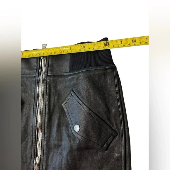 Revolve RtA Isla Leather Skirt in Night Life Black Lambskin Mini Skirt Sz 6 - Picture 8 of 9